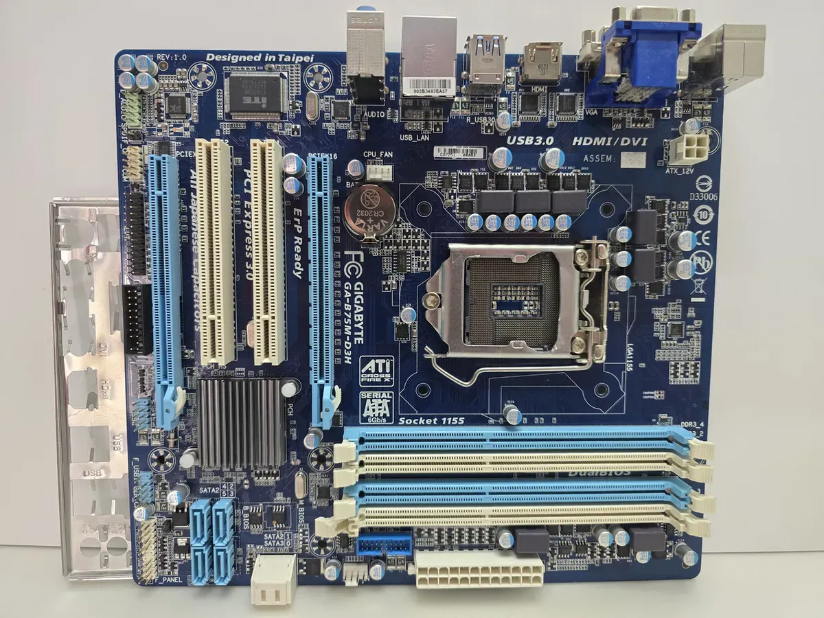 Материнська плата GIGABYTE GA-B75M-D3H (LGA 1155, DDR3, б/в)
