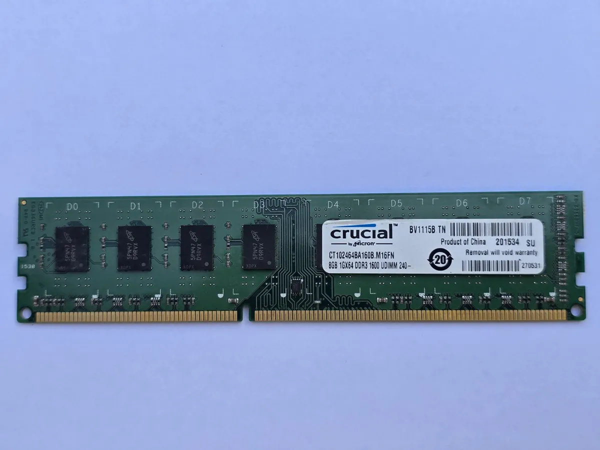 Crucial 8GB DDR3 1600MHz: Б/в Оперативна Пам'ять для Старих ПК – Гарантія та Доставка по Україні!