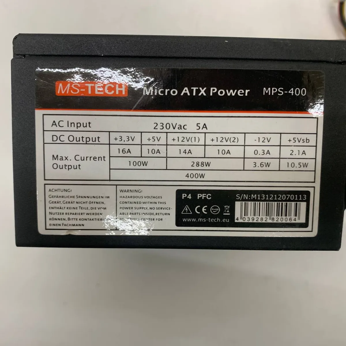 Блок живлення 400W MS TECH (MPS-400, SFX, Micro ATX, б/у)